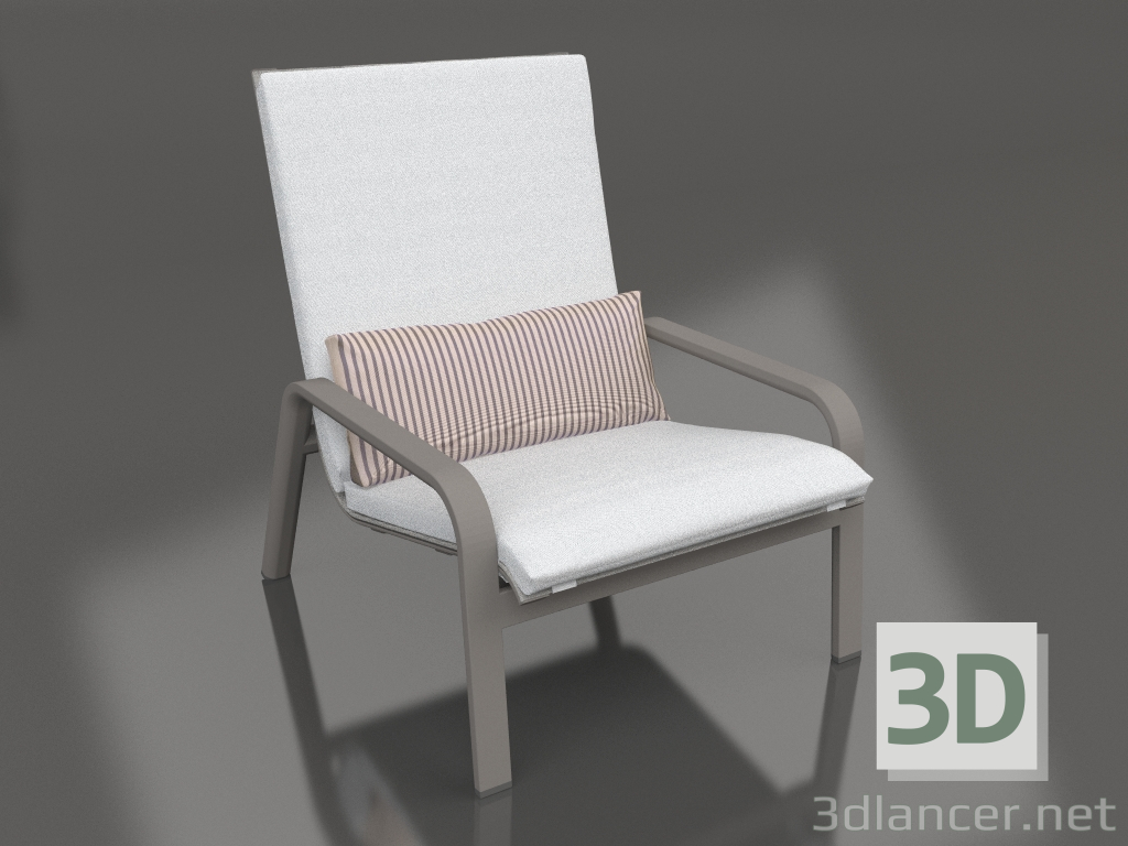 modello 3D Poltrona lounge con schienale alto (grigio quarzo) - anteprima