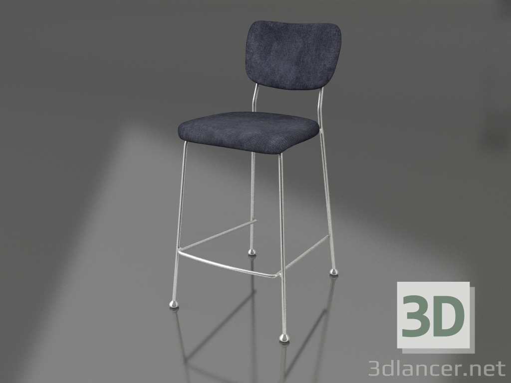 modello 3D Sgabello semi-bar Benson 64,5 cm (blu scuro) - anteprima