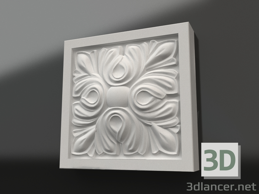 modello 3D Elemento decorativo gesso DE 029 (100x100x28) - anteprima