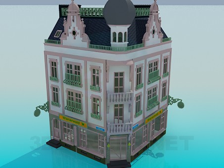 3d model Corner building - preview