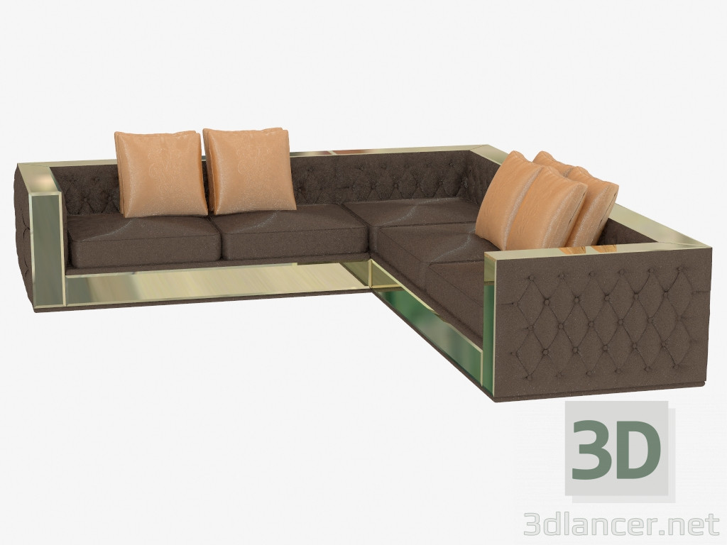 3D Modell Leder Ecksofa Magnolie - Vorschau