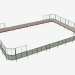 modello 3D Campo da hockey (compensato, rete dietro la porta 21x14) (7931) - anteprima