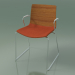 3D Modell Stuhl 0454 (auf einer Rutsche mit Armlehnen, mit Kissen auf dem Sitz, Teak-Effekt) - Vorschau