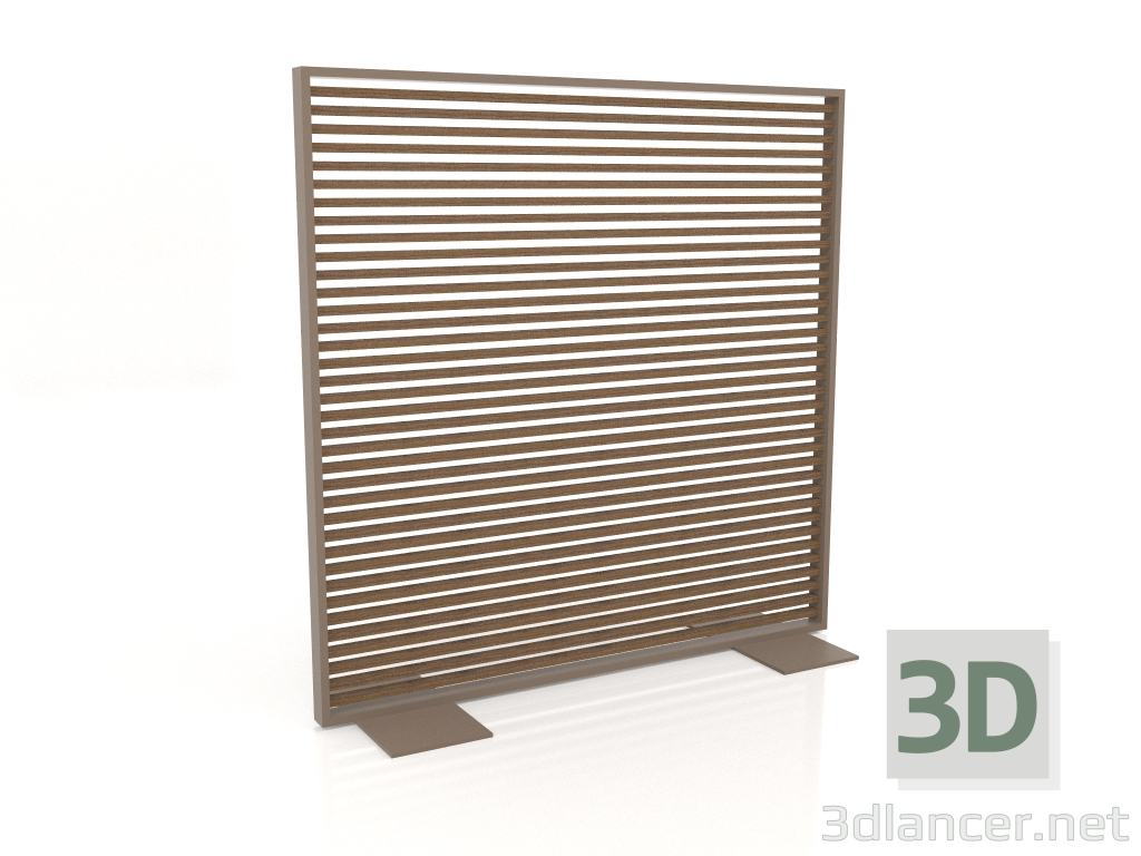 3D Modell Trennwand aus Kunstholz und Aluminium 150x150 (Teak, Bronze) - Vorschau