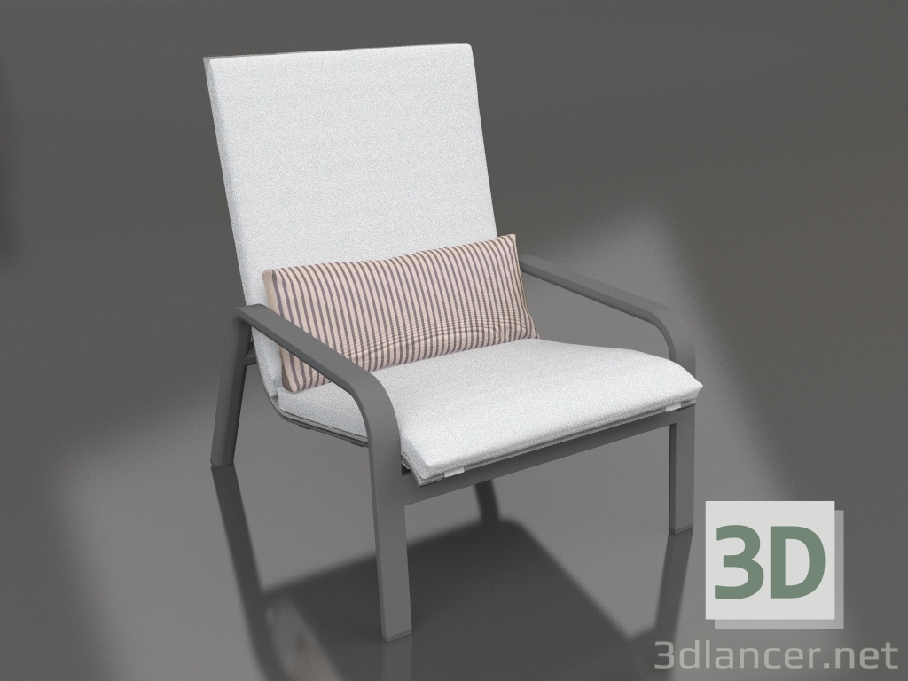 3d model Lounge chair with a high back (Anthracite) - preview