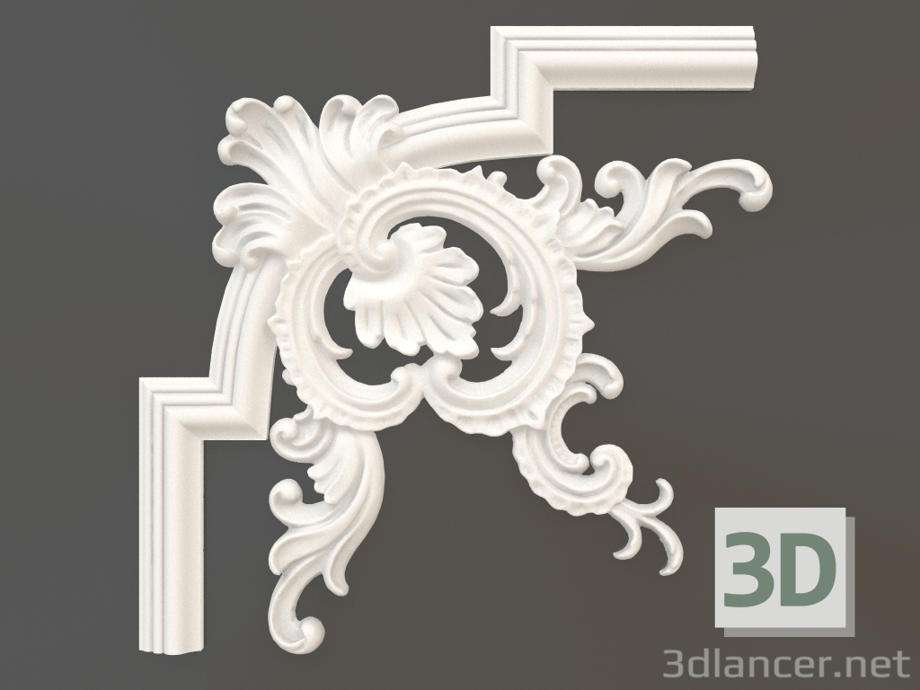 modello 3D Elemento angolare in gesso DELH 009 2 (354x354) - anteprima