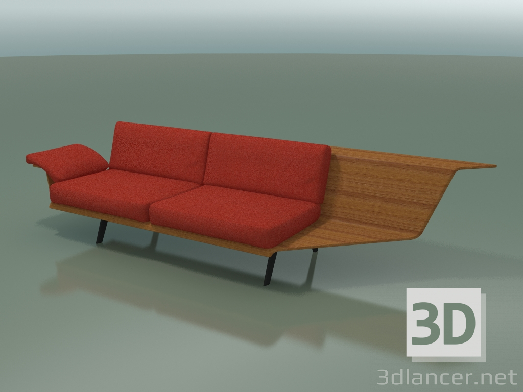 3D Modell Modul eckige Doppel Lounge 4408 (90 ° links, Teak-Effekt) - Vorschau