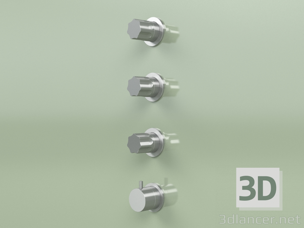 modèle 3D Set mitigeur thermostatique avec 3 vannes d'arrêt (17 50, AS) - preview