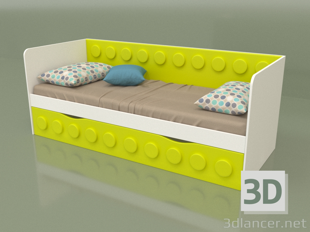 3d model Sofa bed for teenagers with 1 drawer (Lime) - preview