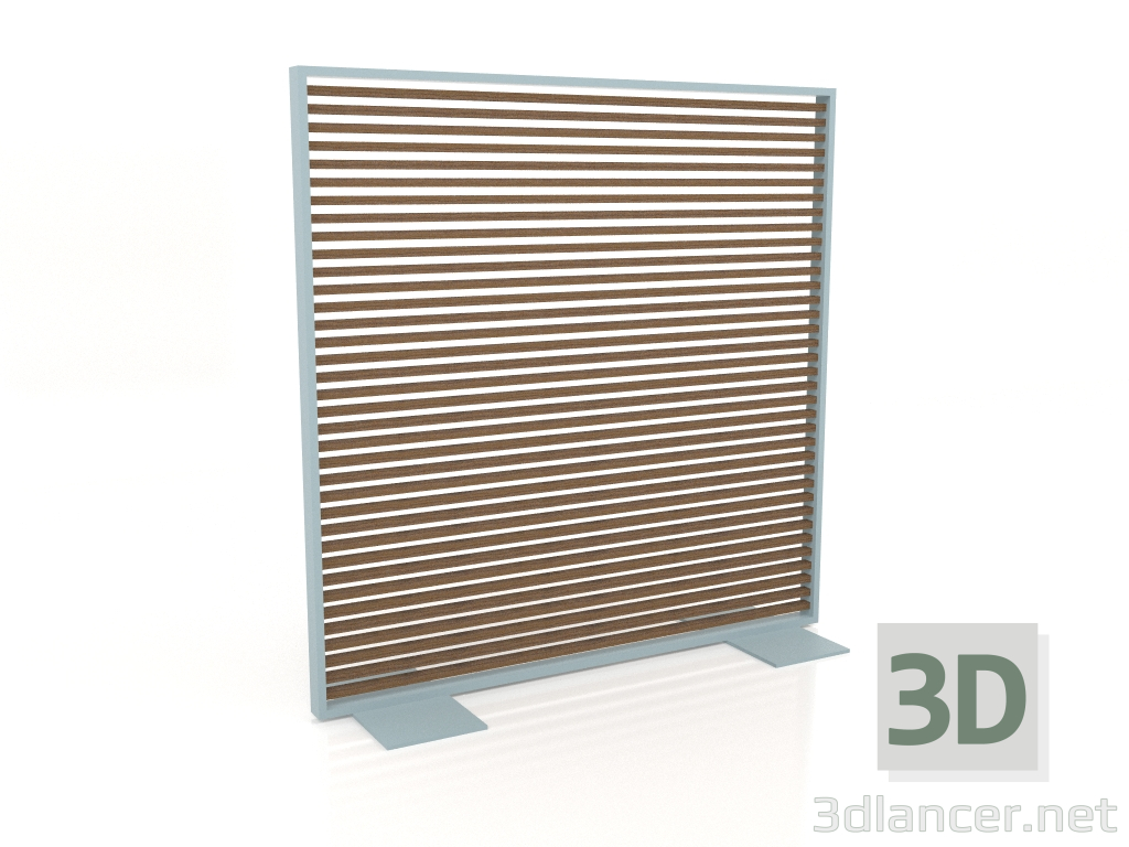 3D Modell Trennwand aus Kunstholz und Aluminium 150x150 (Teak, Blaugrau) - Vorschau