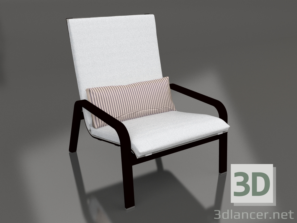 3 डी मॉडल ऊंची पीठ वाली लाउंज कुर्सी (काला) - पूर्वावलोकन