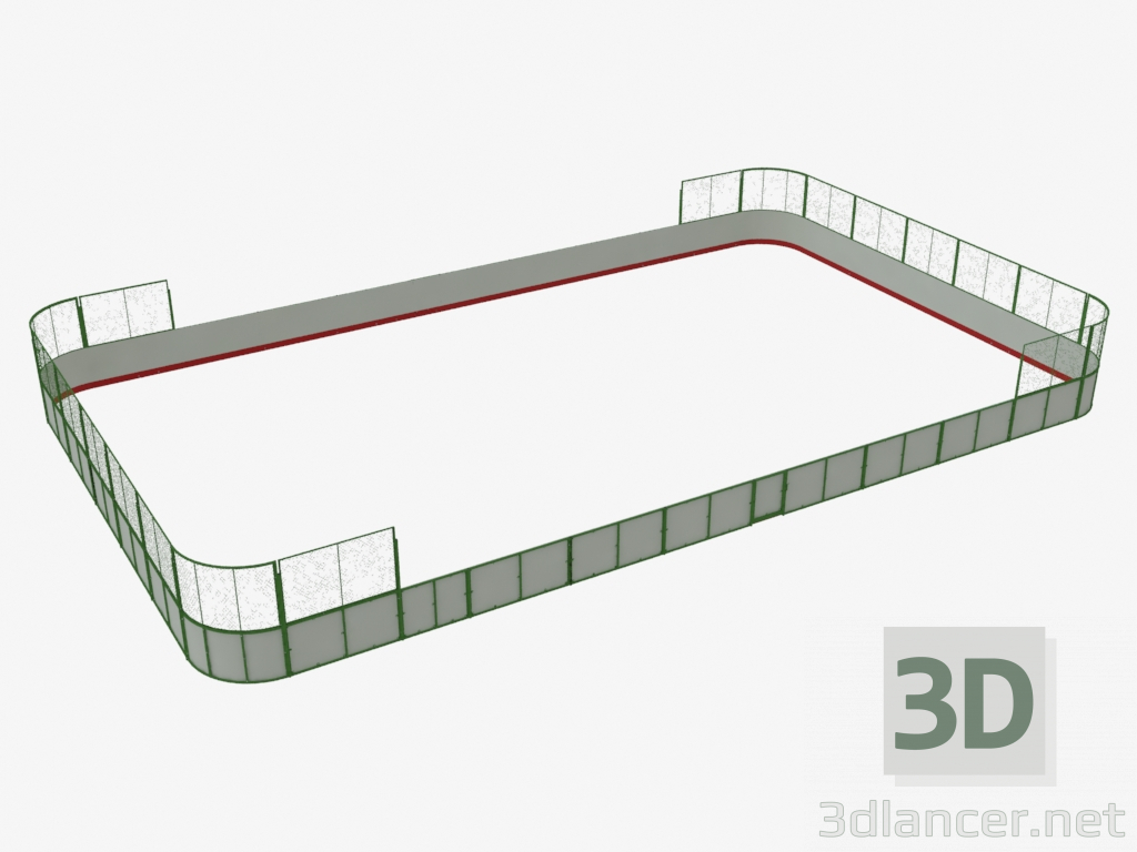 3d model Hockey court (plywood, net behind goal 25x15) (7931) - preview
