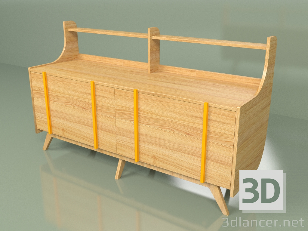 3D modeli Çekmeceli Woonted (turuncu) - önizleme