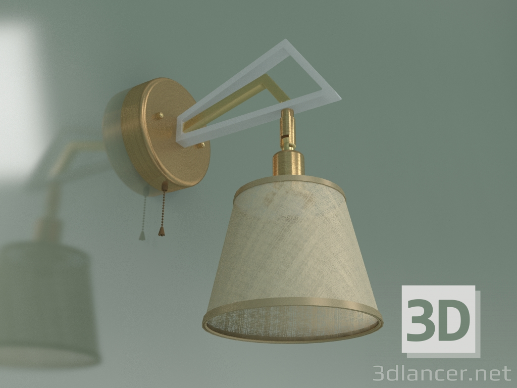 3D Modell Wandleuchte mit Lampenschirm 60082-1 (Goldbronze) - Vorschau