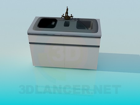 3d модель Двойная кухонная раковина – превью 3d модель Двойная кухонная раковина – превью