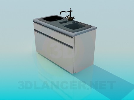 3d модель Двойная кухонная раковина – превью 3d модель Двойная кухонная раковина – превью