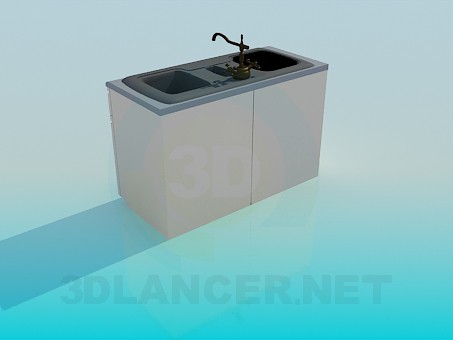 3d модель Двойная кухонная раковина – превью 3d модель Двойная кухонная раковина – превью
