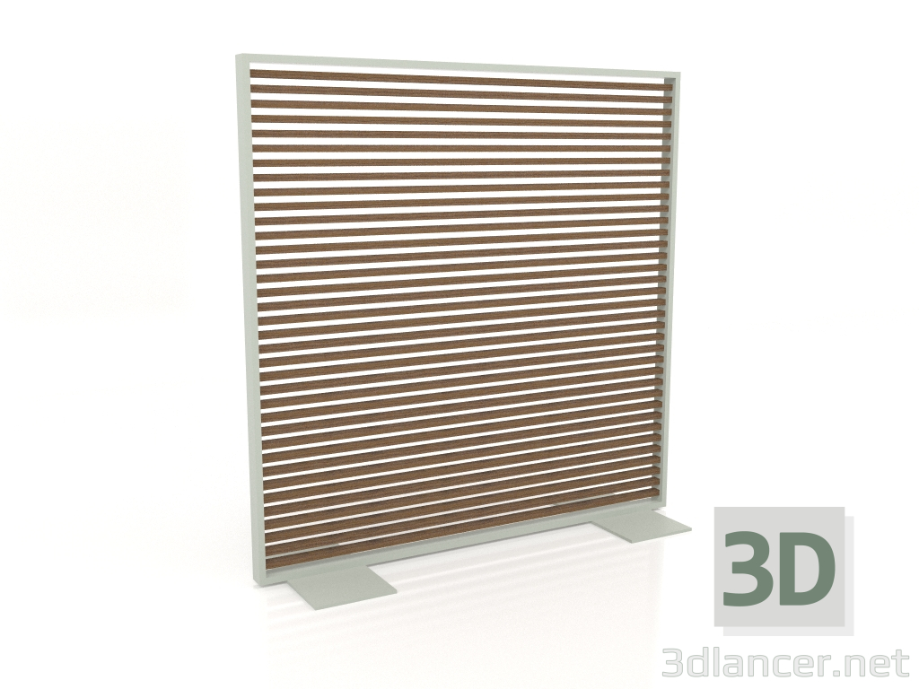 modello 3D Parete divisoria in legno artificiale e alluminio 150x150 (Teak, Grigio cemento) - anteprima