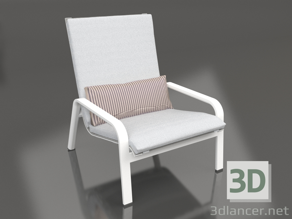 modello 3D Poltrona lounge con schienale alto (Bianco) - anteprima