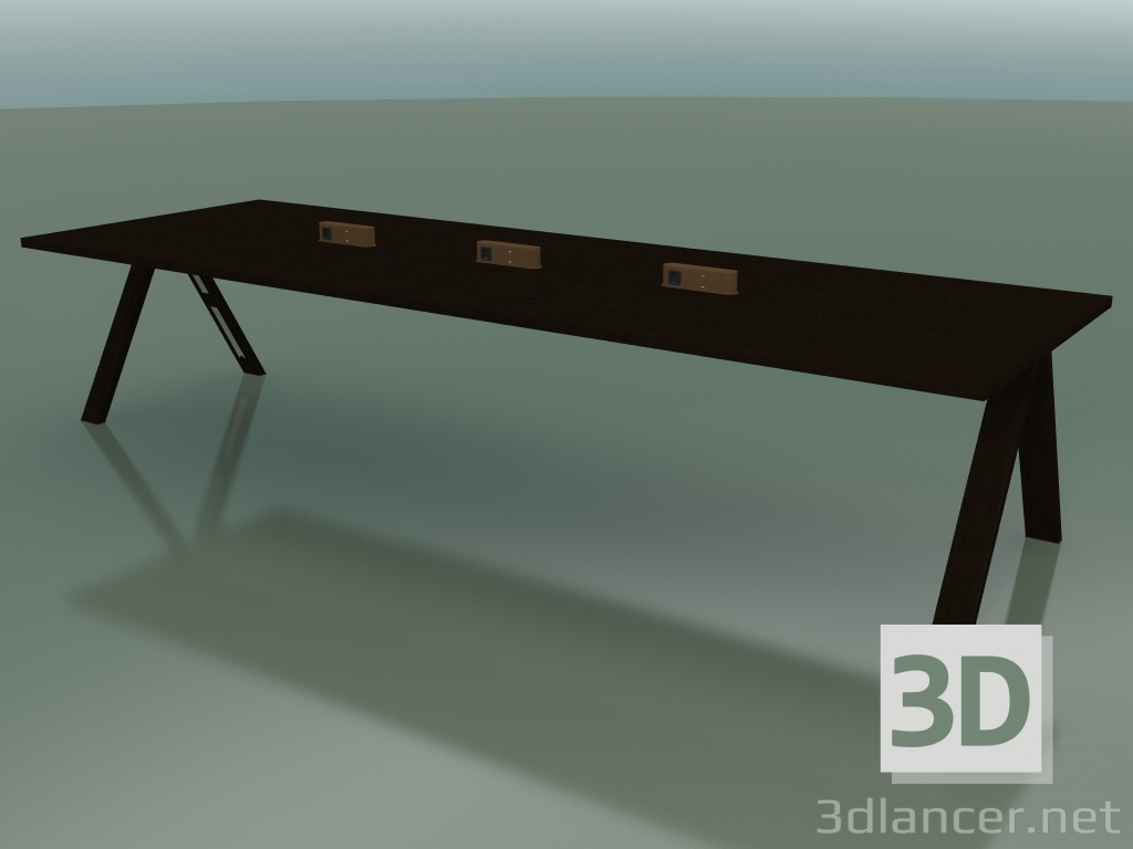 modello 3D Tavolo con piano da ufficio 5009 (H 74 - 360 x 120 cm, wengè, composizione 2) - anteprima