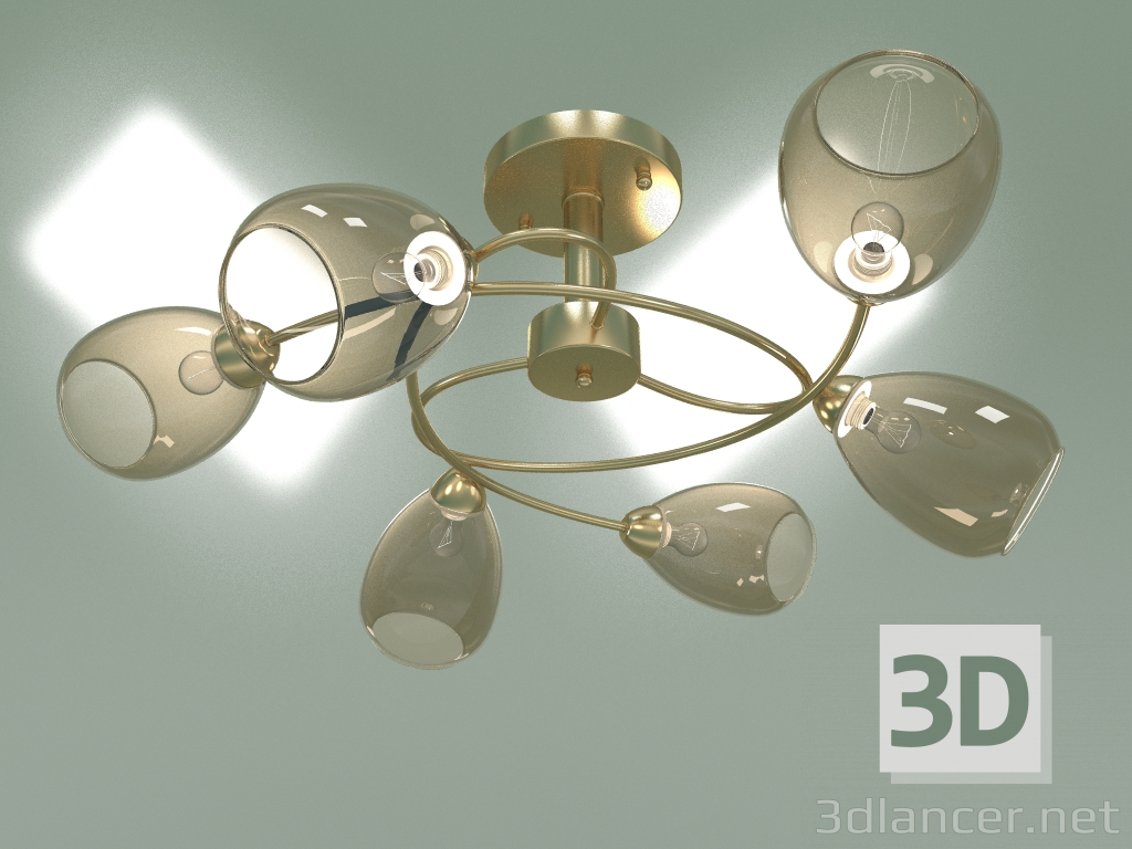 modello 3D Lampadario a soffitto Noemi 30168-6 (oro opaco) - anteprima