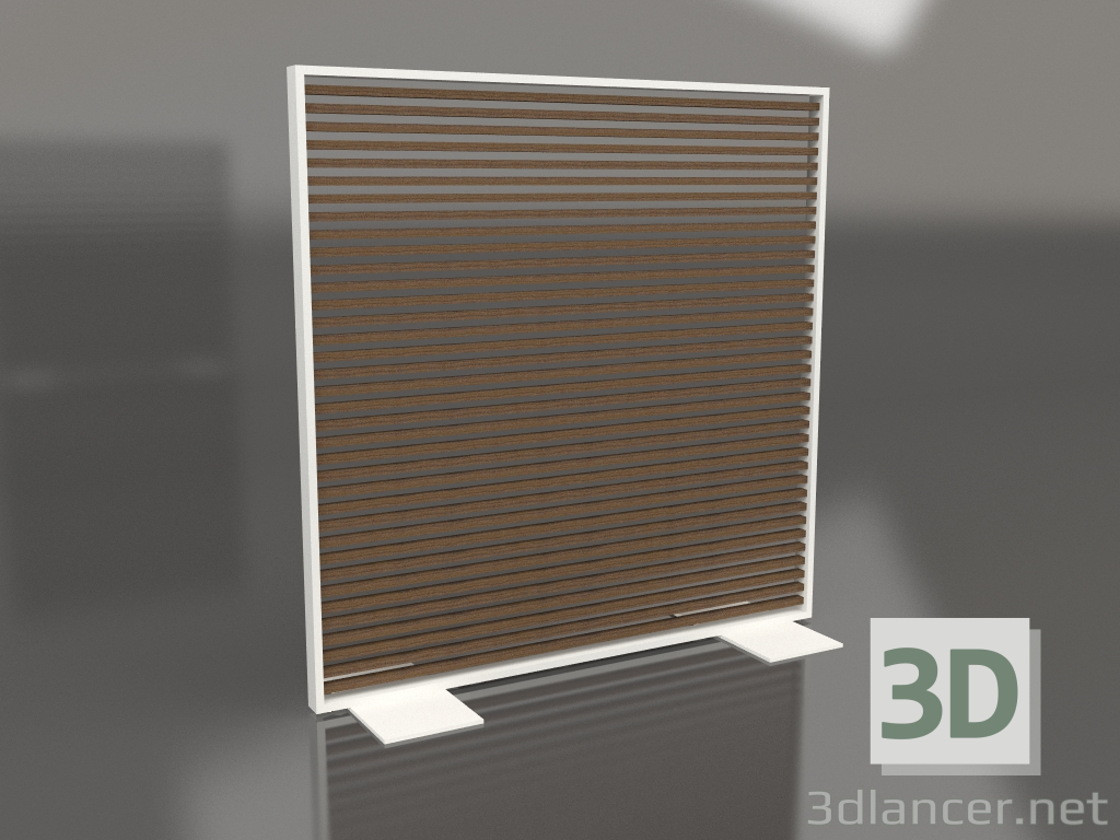 modello 3D Parete divisoria in legno artificiale e alluminio 150x150 (Teak, Grigio agata) - anteprima