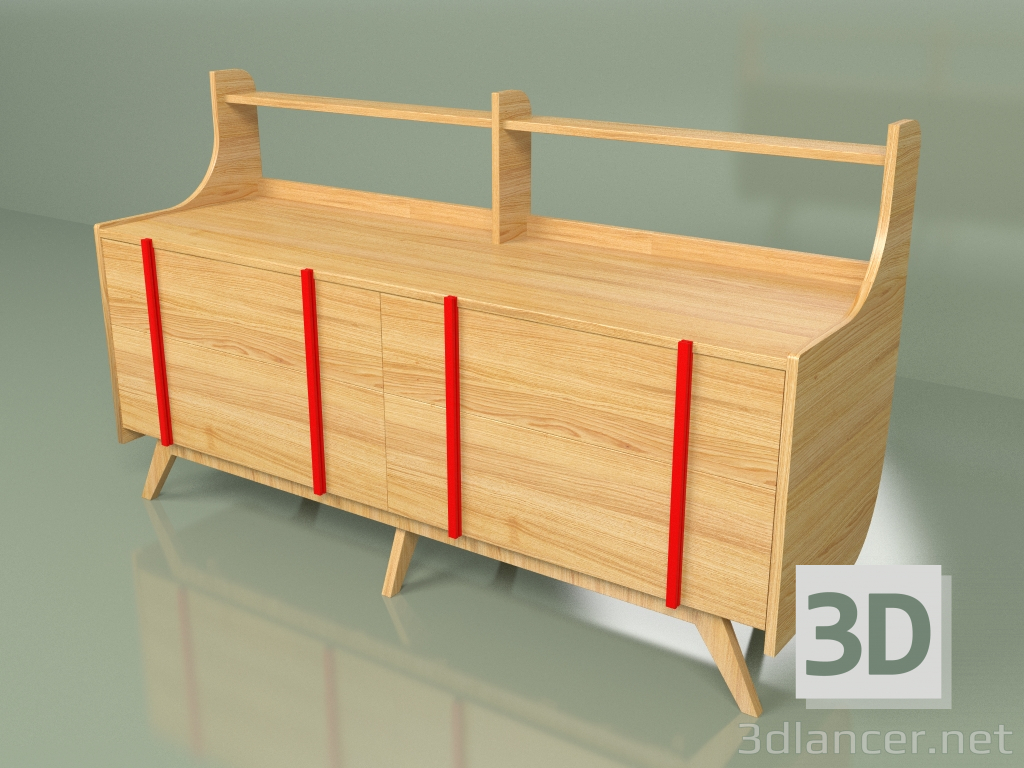 3d model Chest of drawers Woonted (red) - preview