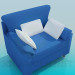3D modeli Üç yastık ile geniş koltuk - önizleme