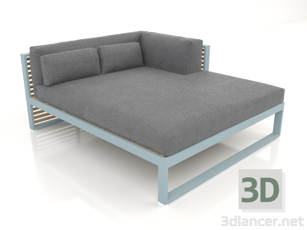 modèle 3D Canapé modulable XL section 2 droite (Bleu gris) - preview