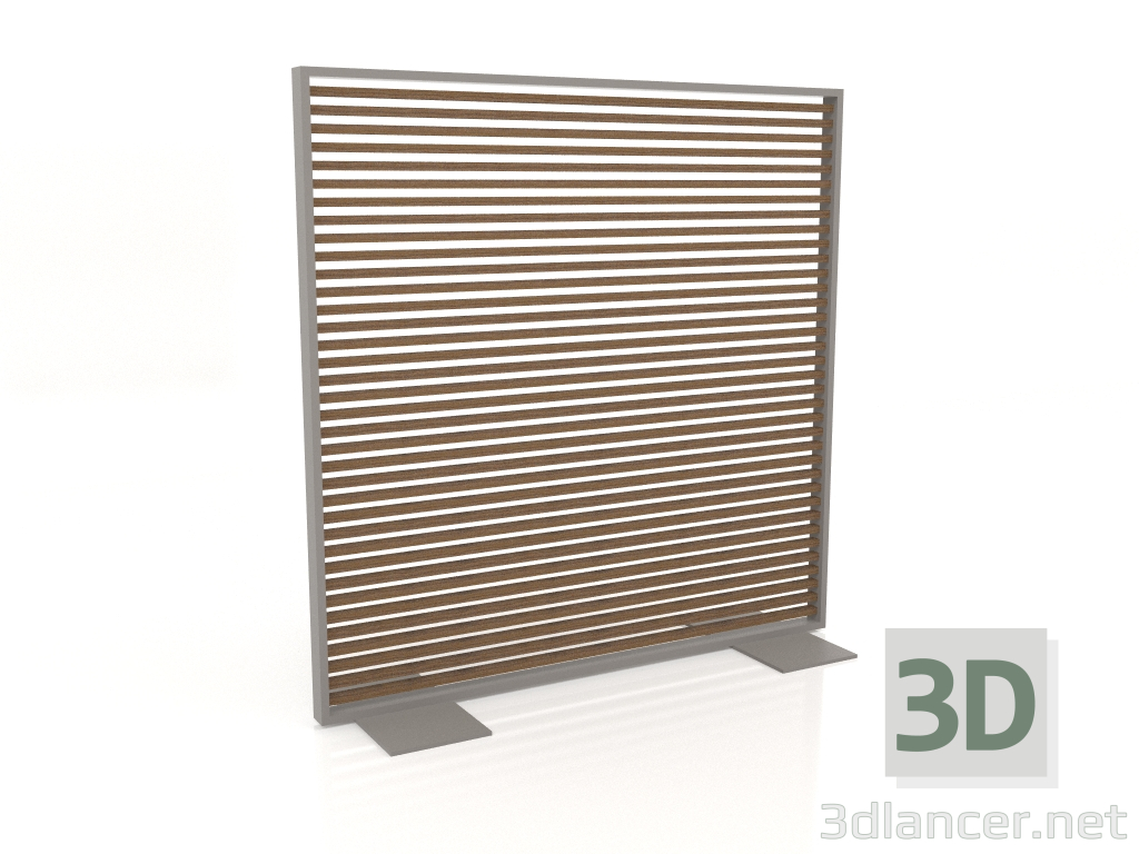 3D Modell Trennwand aus Kunstholz und Aluminium 150x150 (Teak, Quarzgrau) - Vorschau