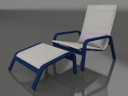 Chaise longue avec dossier haut et pouf (Bleu nuit)
