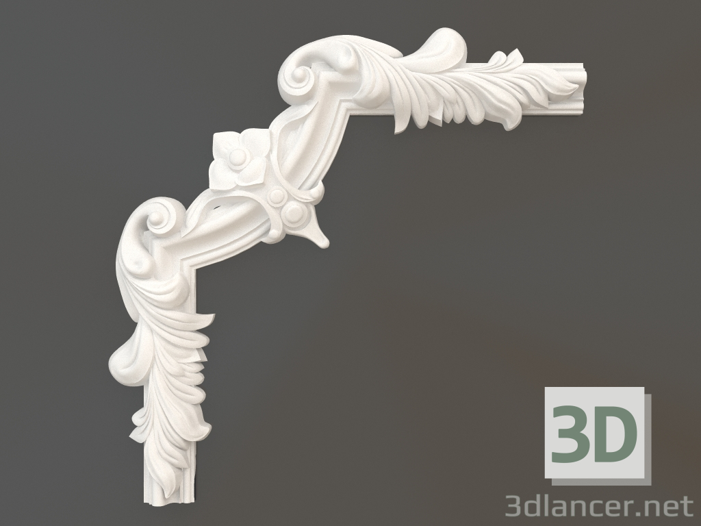 modello 3D Elemento angolare in gesso DELH 019-1 (415x415x35) - anteprima