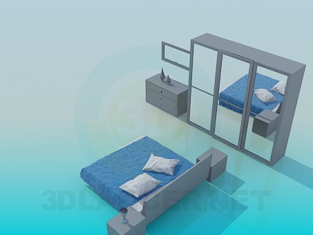 3d модель Мебель в спальню – превью 3d модель Мебель в спальню – превью