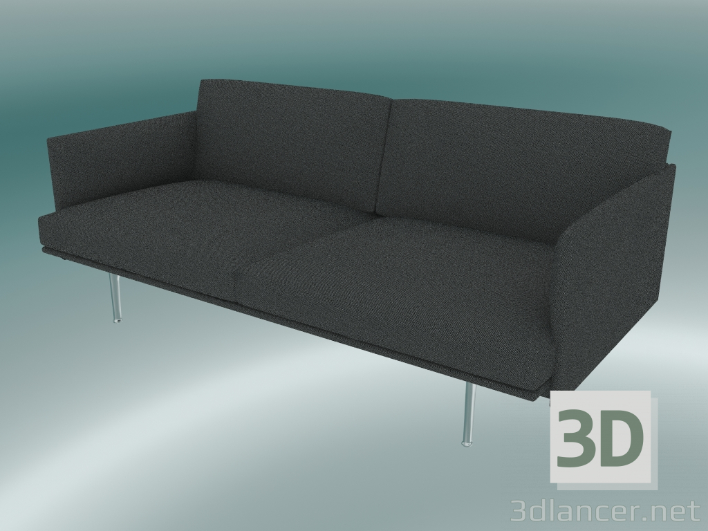 modello 3D Contorno divano doppio (Hallingdal 166, alluminio lucidato) - anteprima