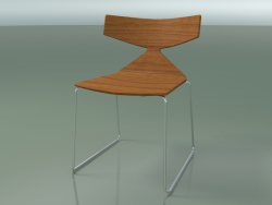 Stapelbarer Stuhl 3702 (auf einem Schlitten, Teak-Effekt, CRO)