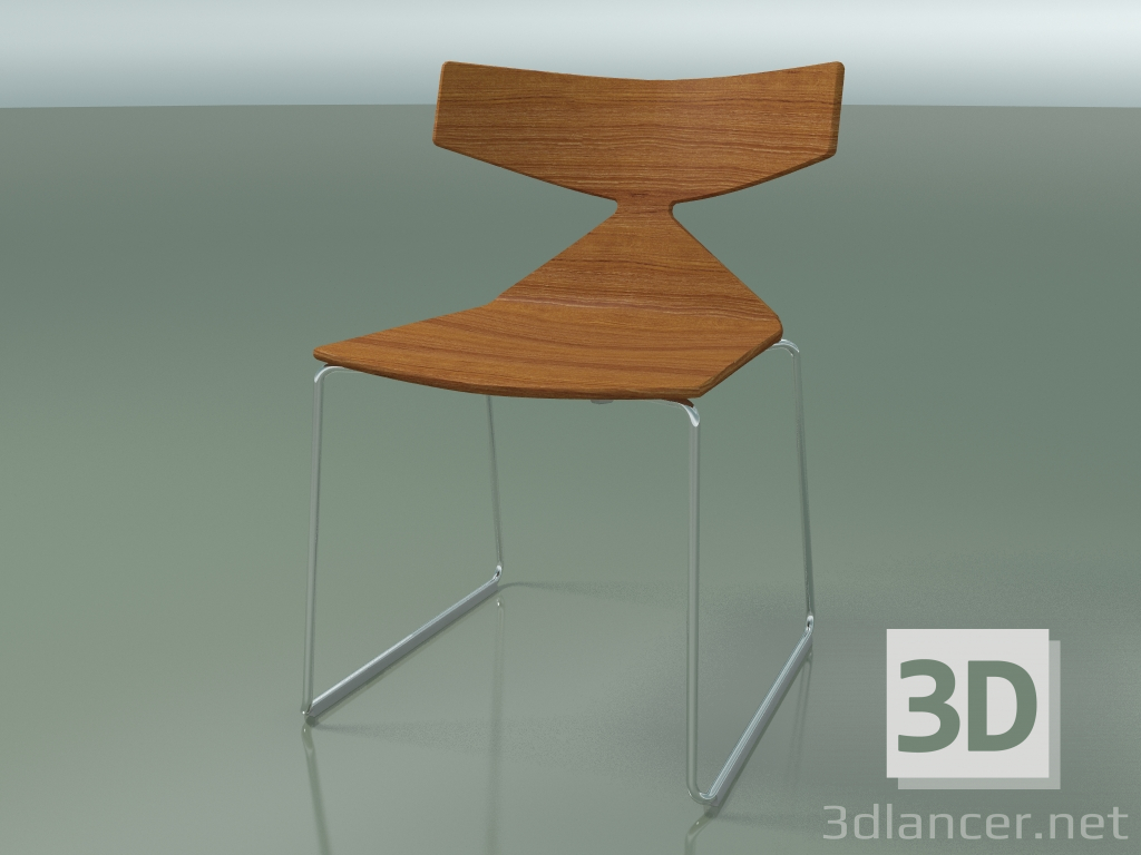 3D Modell Stapelbarer Stuhl 3702 (auf einem Schlitten, Teak-Effekt, CRO) - Vorschau