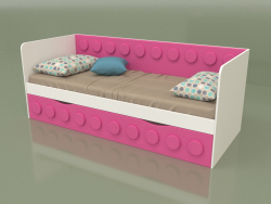 किशोरों के लिए 1 दराज के साथ सोफा बेड (गुलाबी)