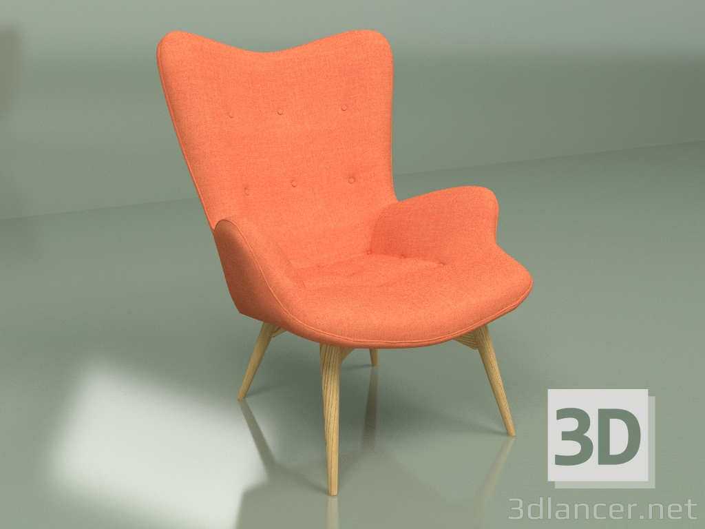 3d model Armchair Contour 2 (oak, orange) - preview