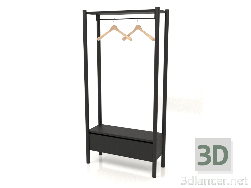 3d model Percha en el pasillo con armario (800x300x1600, madera negra) - vista previa