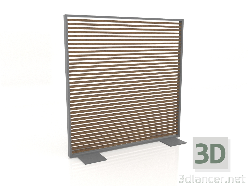 modello 3D Parete divisoria in legno artificiale e alluminio 150x150 (Teak, Antracite) - anteprima