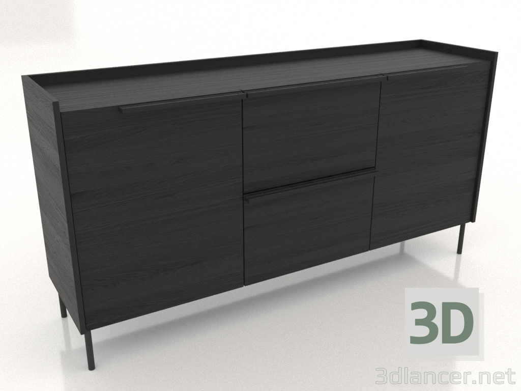 3D modeli Çekmeceli dolap büyük 1600 mm (siyah RAL 9005) - önizleme