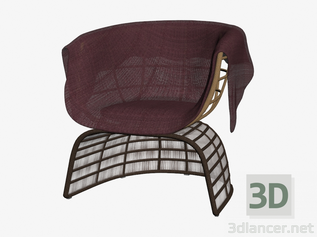 3d model Armchair with wicker bottom - preview
