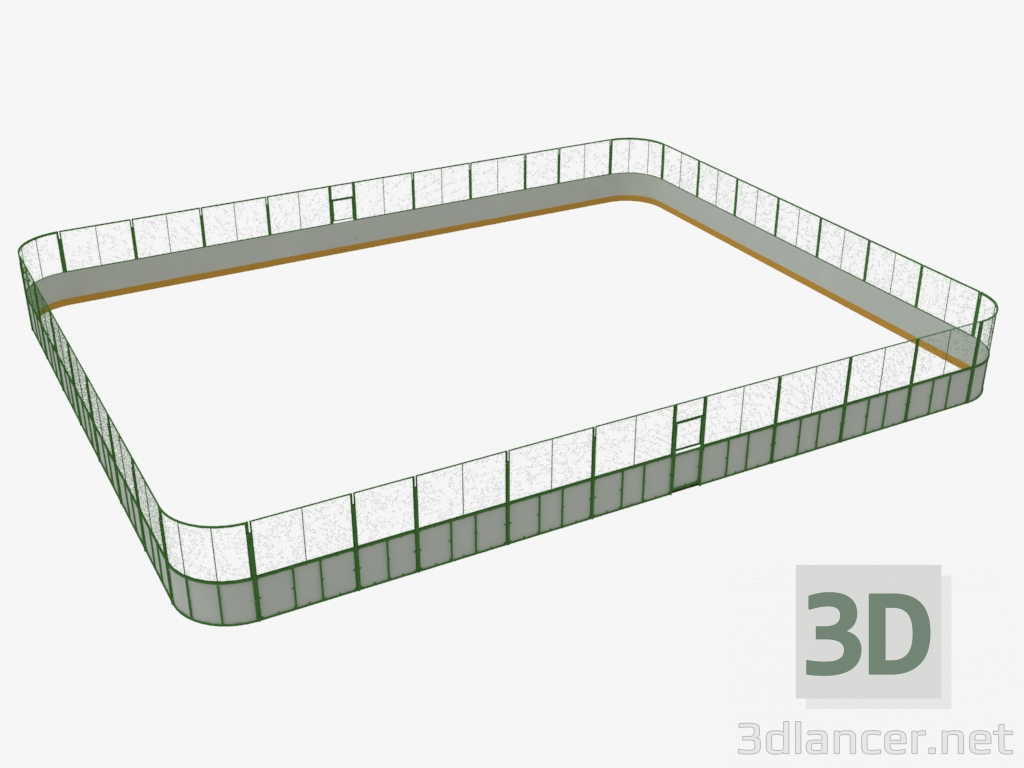 3D Modell Hockeyplatz (Kunststoff, 25x20 Mesh um den Umfang) (7932) - Vorschau