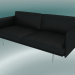 3D modeli Çift kişilik kanepe anahat (Rafine Siyah Deri, Parlak Alüminyum) - önizleme