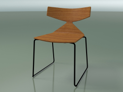 Stapelbarer Stuhl 3702 (auf einem Schlitten, Teak-Effekt, V39)