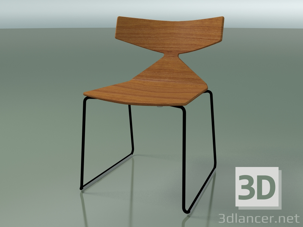 modèle 3D Chaise empilable 3702 (sur un traîneau, effet teck, V39) - preview