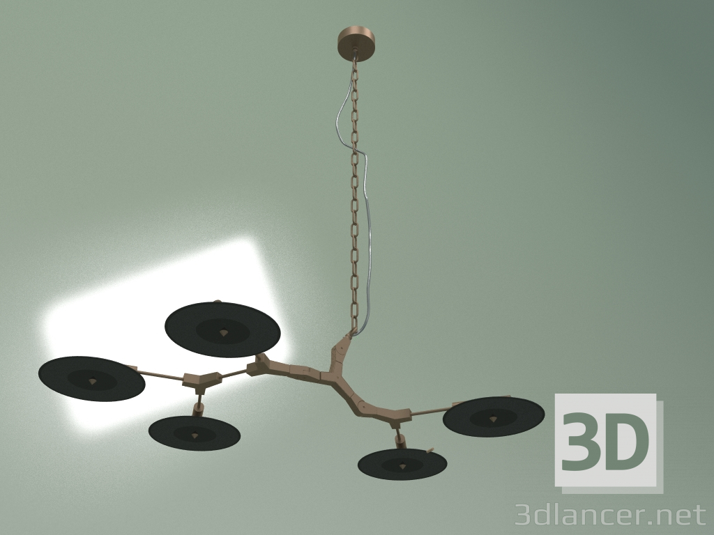 3 डी मॉडल पेंडेंट लैम्प ब्रांचिंग डिस्क, 5 लाइट्स - पूर्वावलोकन