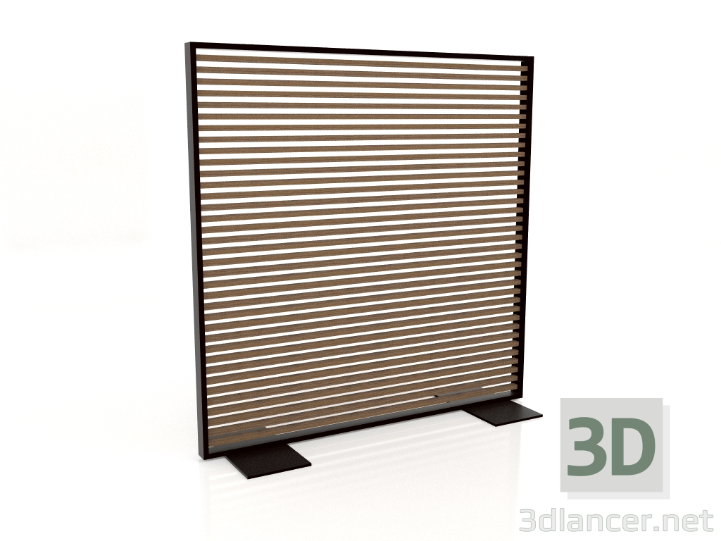 modèle 3D Cloison en bois artificiel et aluminium 150x150 (Teck, Noir) - preview
