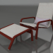 3d model Lounge chair with high back and pouf (Wine red) - preview
