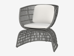 Кресло с плетеным низом и подушками
